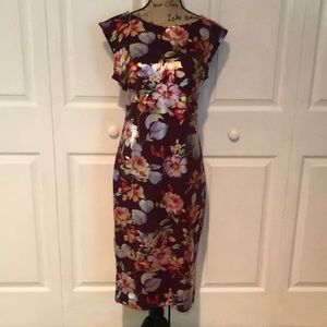 NY&C foil floral scuba midi dress